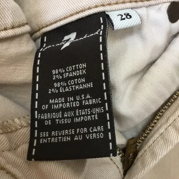 7 For All Mankind Beige Skinny Crop & Roll Jeans - Picture 3 of 11